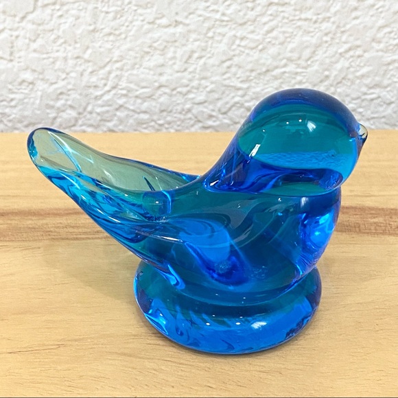 Handmade 2013 Leo Ward Signed Blue Bird of Happiness 2.5” Glass Figurine - Picture 4 of 11